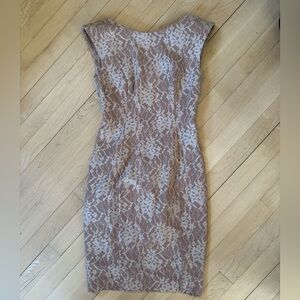 Elegant French Connection Lace Dress 4 in Nude Lace